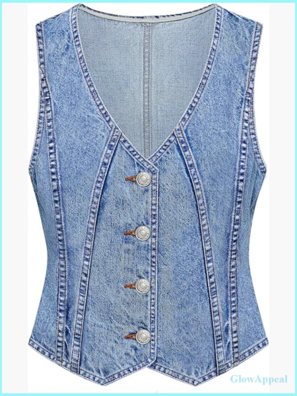 V-Neck Denim Vest Sleeveless Button Down Summer Outfit